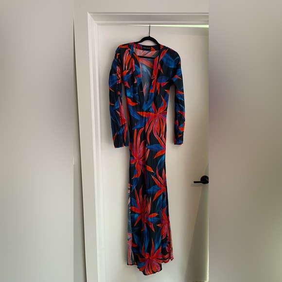 Louisa Ballou Floral Long-Sleeve Caftan and Bikini Set - Picture 7 of 15